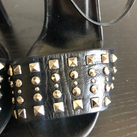 Gucci Malaga Kid studded silver, black platform sandals. Size 36.5 Made in Italy - Picture 3 of 9